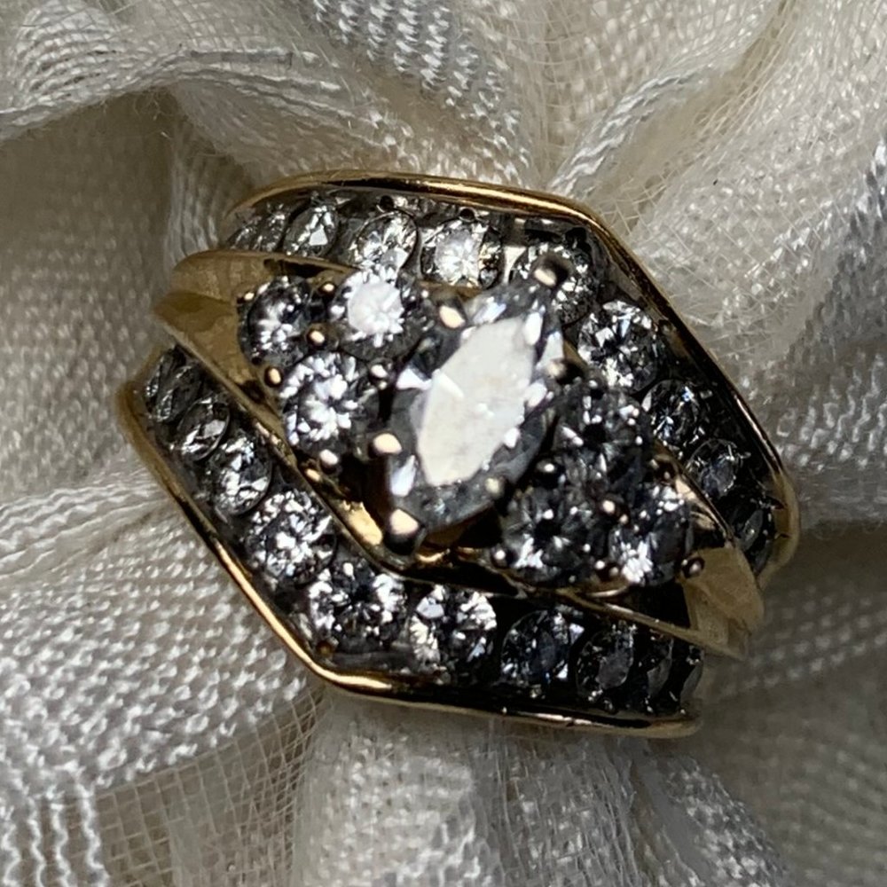 2 Ct T.W.Marquise Diamond Bridal Set 14K YG Sz 6